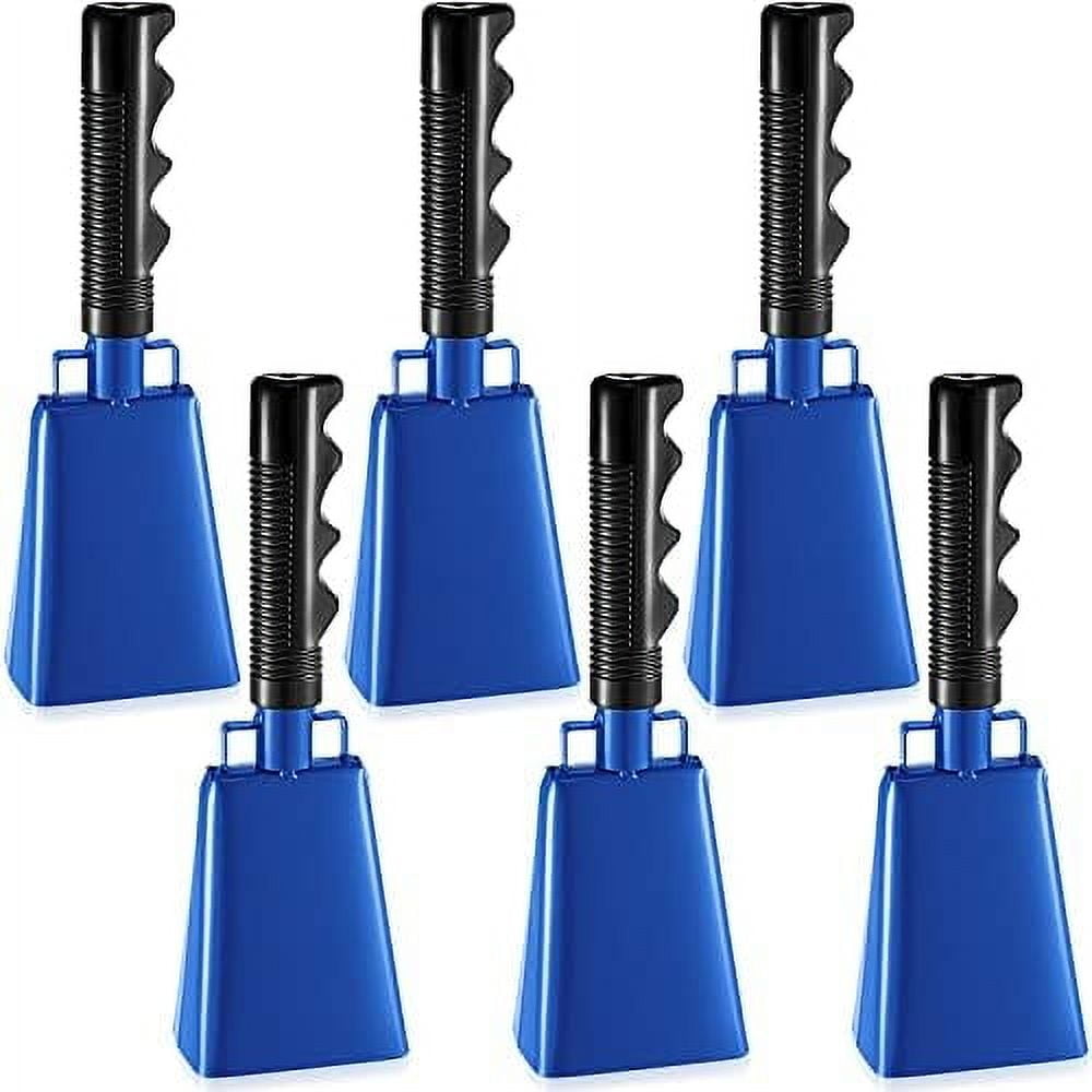 6 Pack Blue Cow Bell Noise Makers with Handles, Cowbell Cheering Bell ...