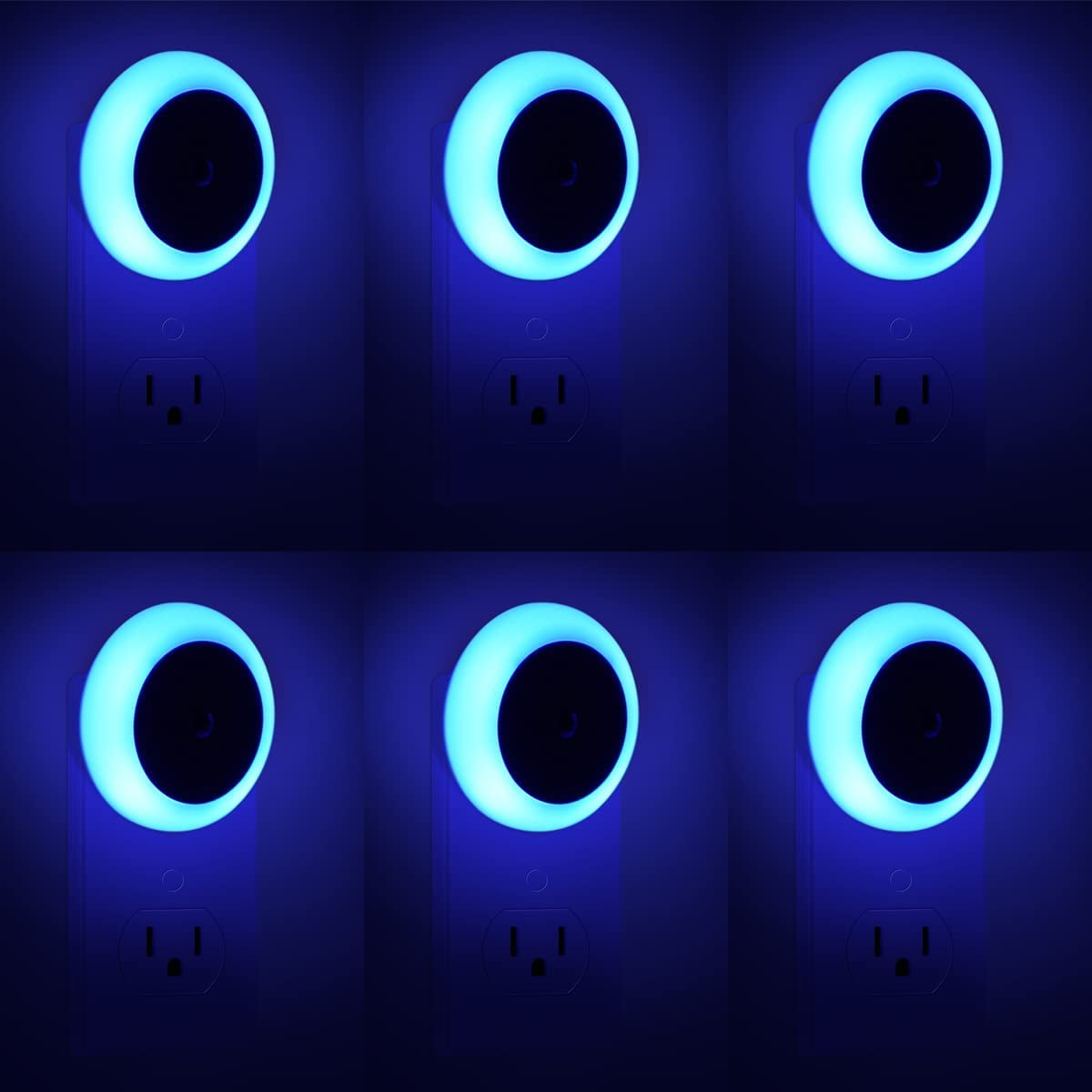 6 Pack Blue, LED Night Lights Plug into Wall with Dusk to Dawn sensors ...