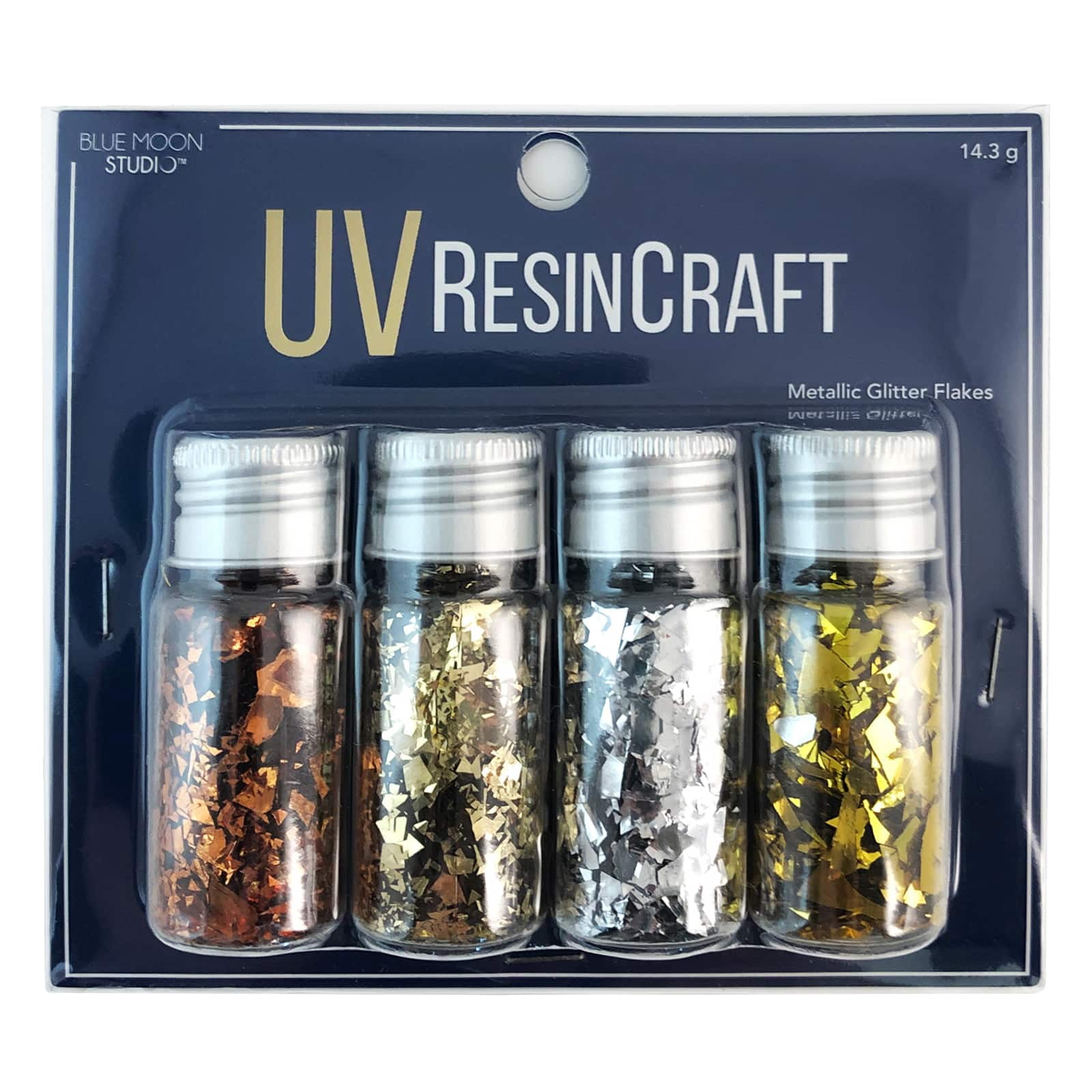 Blue Moon Studio UV Resin Craft Metallic Glitter Flakes Set, 6 Pack