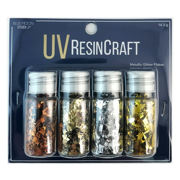 Blue Moon Studio UV Resin Craft Metallic Glitter Flakes Set, 6 Pack