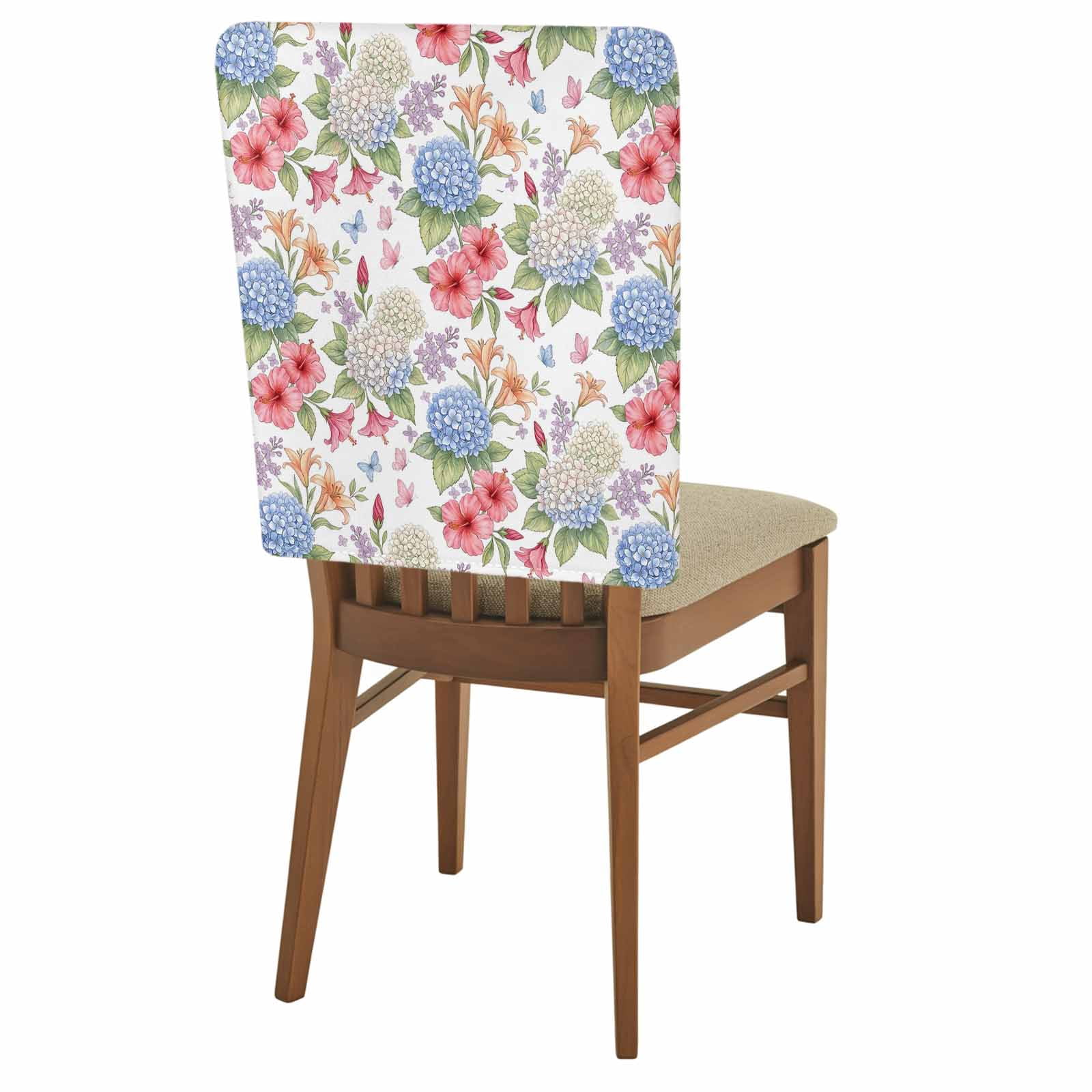 6 Pack Blue Pink Floral Chair Back Covers Retro White Blue Pink Yellow ...