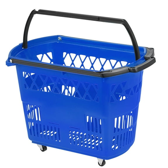 6-Pack Blue Rolling Shopping Carts with Handles, Portable Plastic Basket w/Wheels for Retail Stores  Walmart
