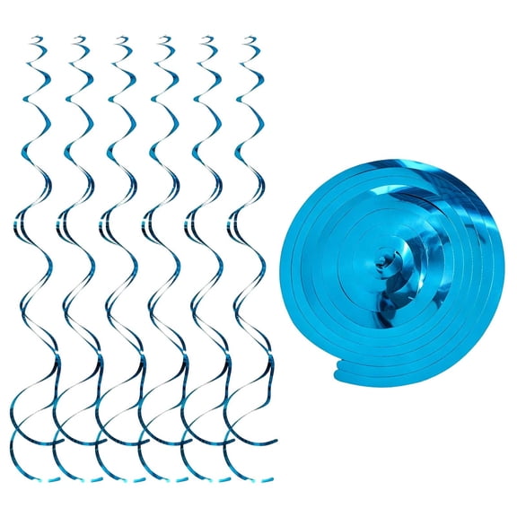 6 Pack Blue Spiral Hanging Decorations, 80cm PVC Ceiling Streamers, for Birthday Parties, Events & Festive Decor