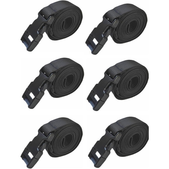 6 Pack Boat Cover Tie Down Straps with Quick Release Buckles - 1 Inch x 8.17 Ft Heavy Duty Durable Adjustable Nylon Strap for Trailers, Watercraft, RV & Furniture Covers-Black