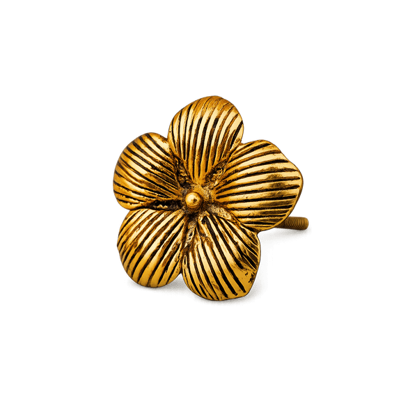 6 Pack Boho Floral Cabinet Knobs, Antique Gold Flower Drawer Pulls for Dresser, Kitchen Cabinets, Closet & Furniture Dcor