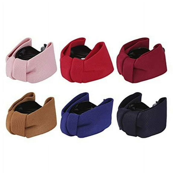 6 Pack Bowknot Knotted Hair Bows Banana hair clips Ponytail Hairclips Korean HairBows Plastic Hair Claw Clips Jaw Barrettes Grips Clamps Combs Pins Twist Bun Holders Accessories for Women Girl