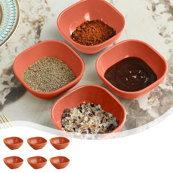 6 Pack Boxed 4 Inch Square Dipping Sauce Dishes, Eco-Friendly Wheat Straw Seasoning Plates, Small Reusable Bowls for Home Kitchen Dining