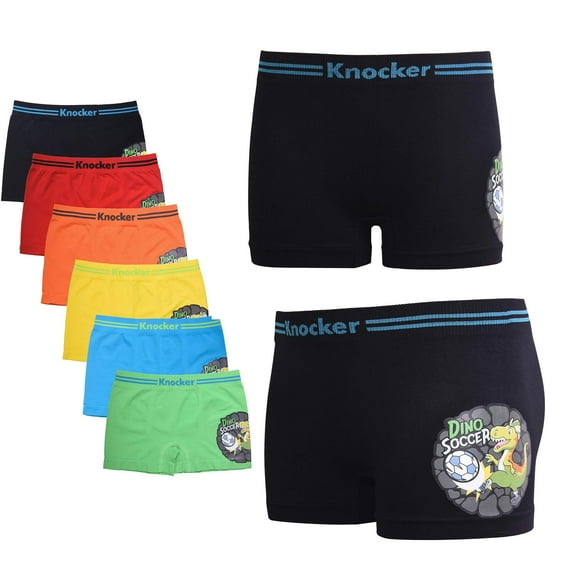 6-Pack Boy's Seamless Boxer Briefs, Dino Soccer, Multi-Colors, S