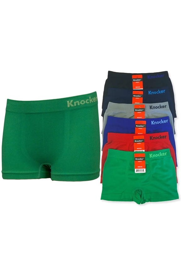6-Pack Boy's Seamless Boxer Briefs, Solid Color, Multi-Colors, L