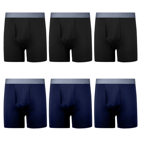 6-Pack Boys Cotton Boxer Briefs – Soft Breathable Underwear for Kids, Big Boys & Teens Ages 6–17, U-Pouch Fly Front, Tagless Comfort, Stay-Put Fit for Daily Wear & Travel