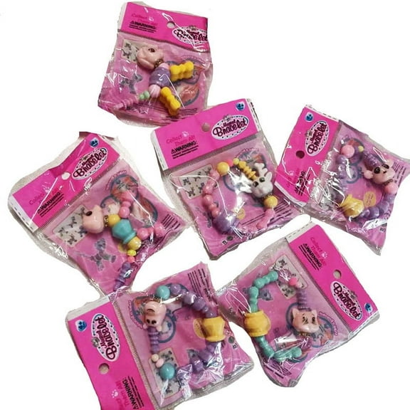 6 Pack Bracelet for Girls Kids Twist and Turn Animal Bead Bracelet Toys Children's Gift (Random Style)