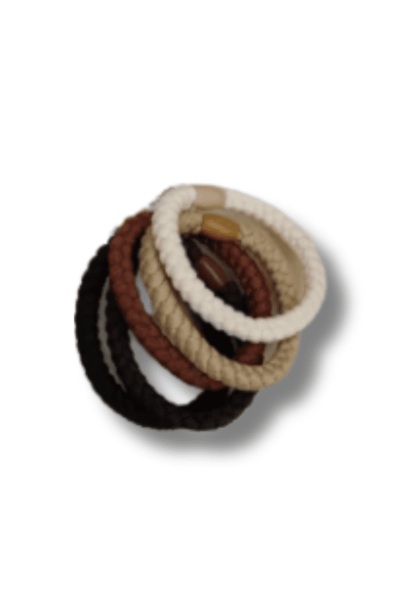 6-Pack Braided Neutral Tone Hair Ties for Girls No-Snag Elastic Ponytail Holders