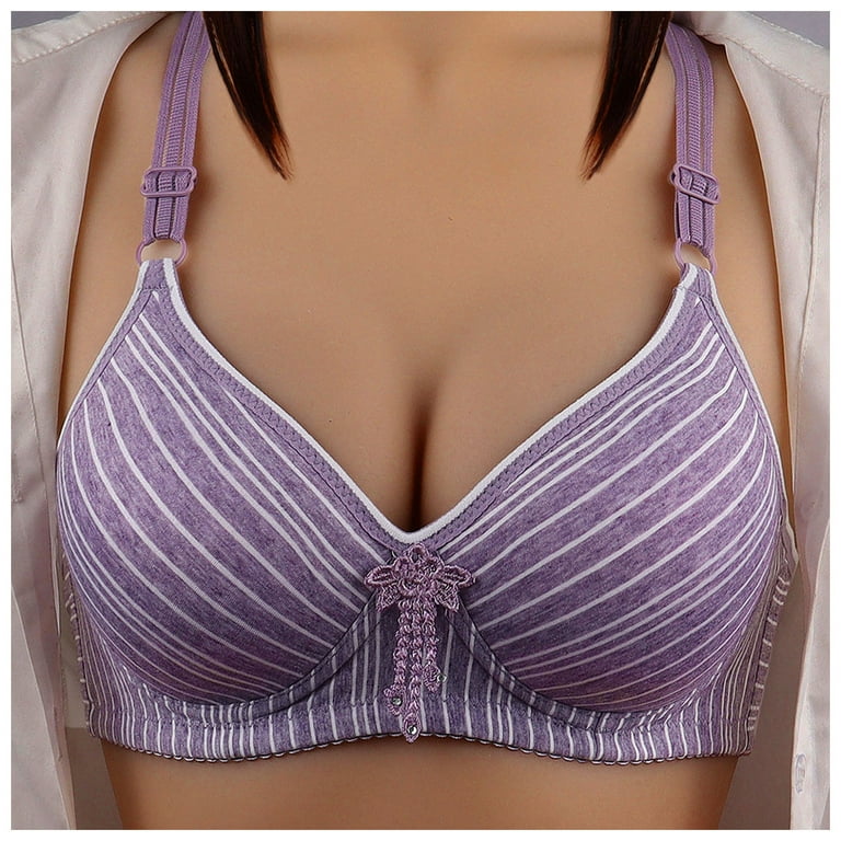 6-Pack Bras for Women Striped Printed Wireless Thin Small Chest Push Up  Breathable Underwear Bras