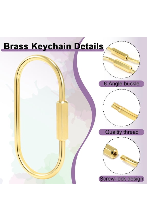 6 Pack Brass Keychain Gold Carabiner Clip with Secure Locking Screw Carabiners Key Holder Keychains Key Ring for Outdoor Camping Paracord Lanyard Keys Chain Backpack Bags Luggage Tags Clip Anti-Theft