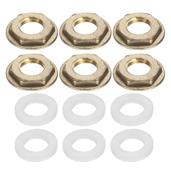 6 Pack Brass Lock Nuts Pipe Fitting, G1/4" Female Hex Locknut with Washer