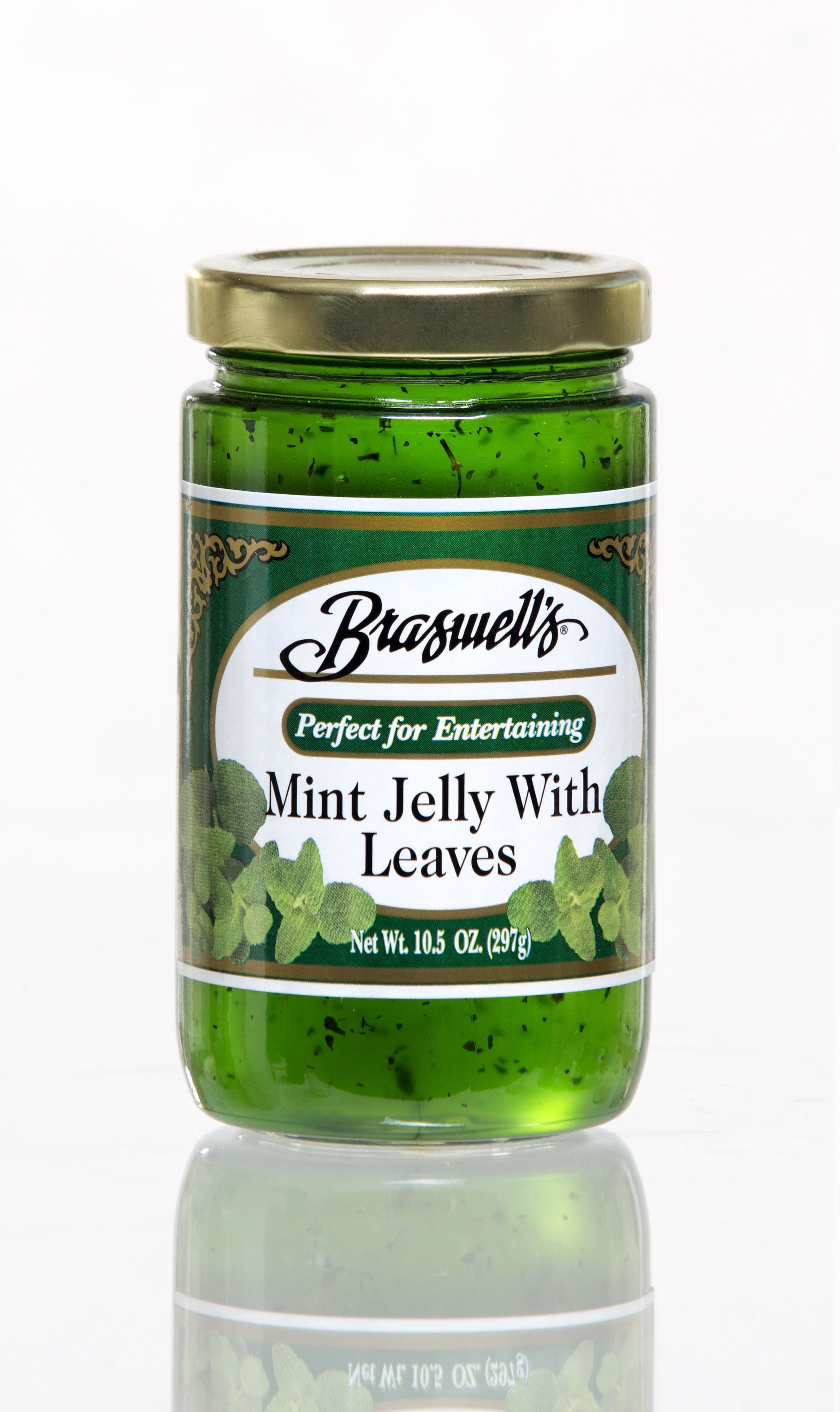 (6 Pack)Braswells Mint Jelly W/ Leaves, 10.5 oz.
