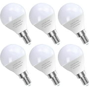 6 Pack Bright Ceiling Fan Light Bulbs, 120V 60 Watt Equivalent, 5000K E12 A15 Shape Candelabra Base Chandelier Led Bulb, Non-Dimmable