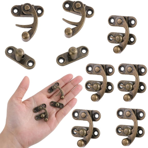 6 Pack Bronze Mini Swing Arm Clasp Latch, TGY Vintage Style Right Toggle Hasp Hook, Metal Catch Curved Buckle for Furniture Wooden Box Jewelry Case Bronze Tone