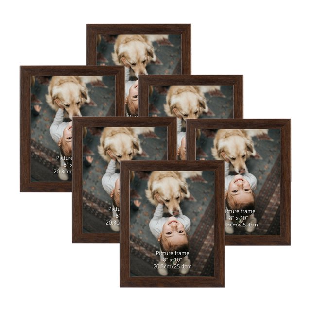 6 Pack Brown 8x10 Picture Frames, Rustic 8 by 10 Photo Frame for Wall or Tabletop Display