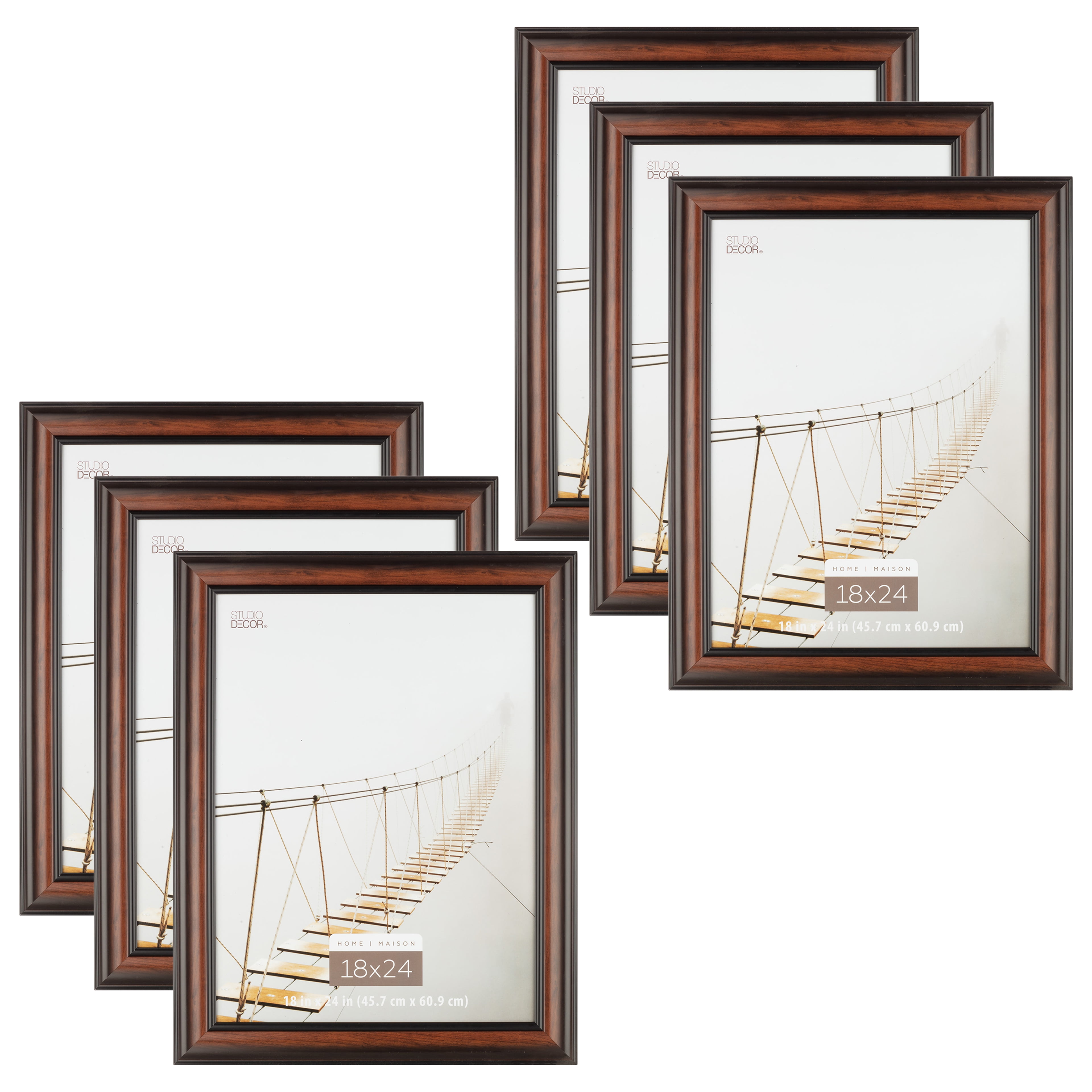 Classic Brown and Black Engineered Wood Wall Poster Frame Set