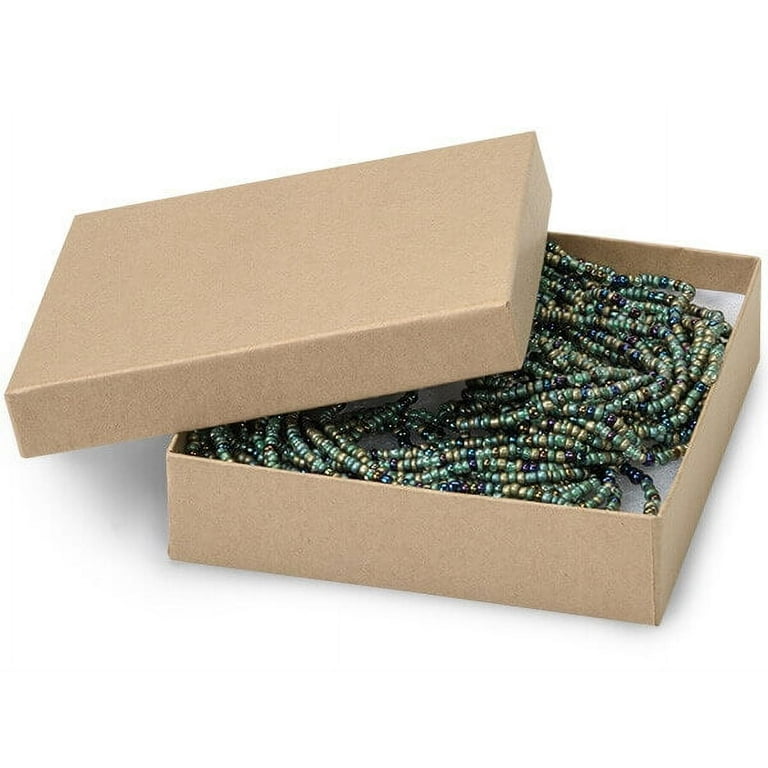 6 Pack, Brown Kraft Jewelry Gift Boxes, 4x4x1 inch, Fiber Fill for Party, Holiday & Events, Made in USA