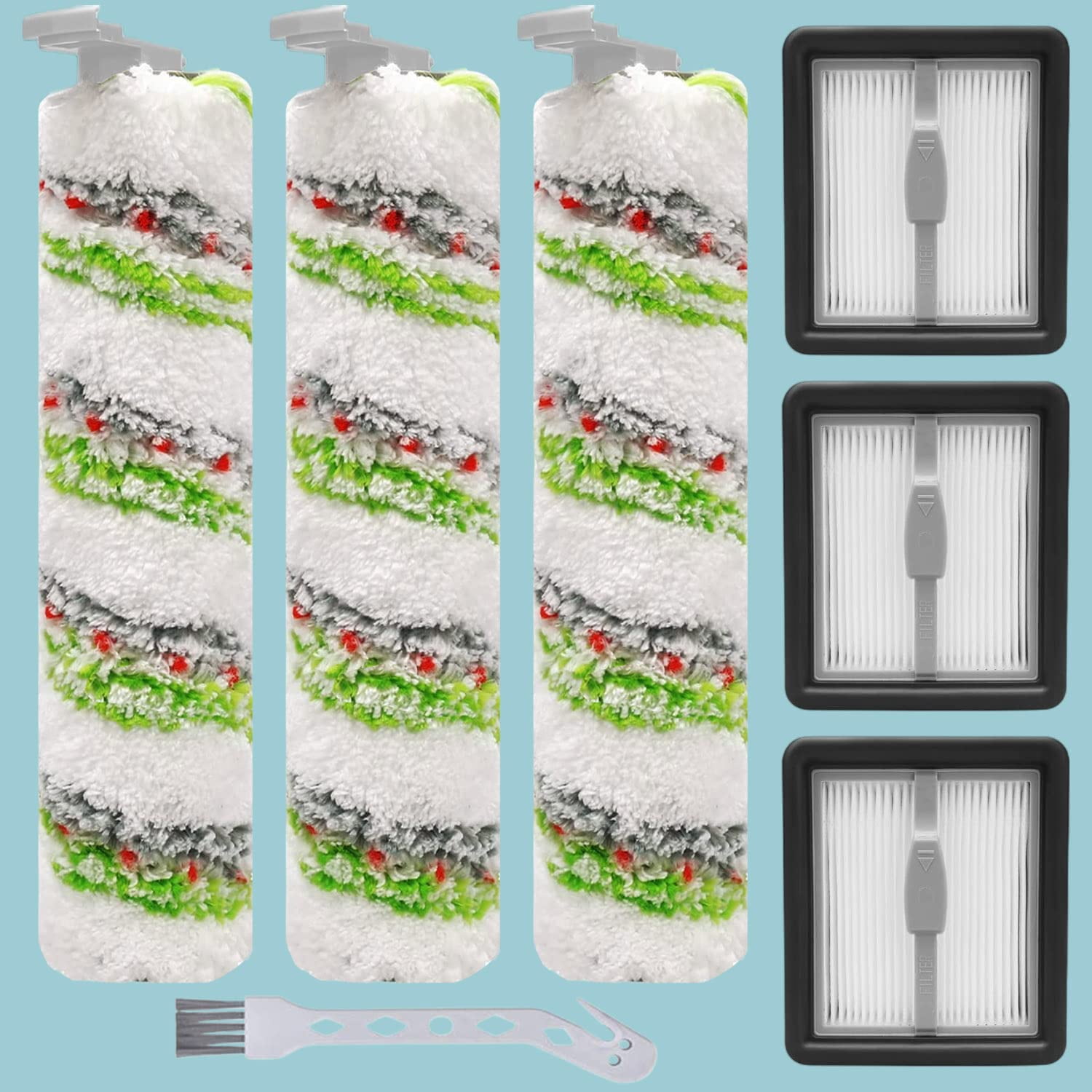 6 Pack Brushes and Filters Replacement Compatible with Bissell