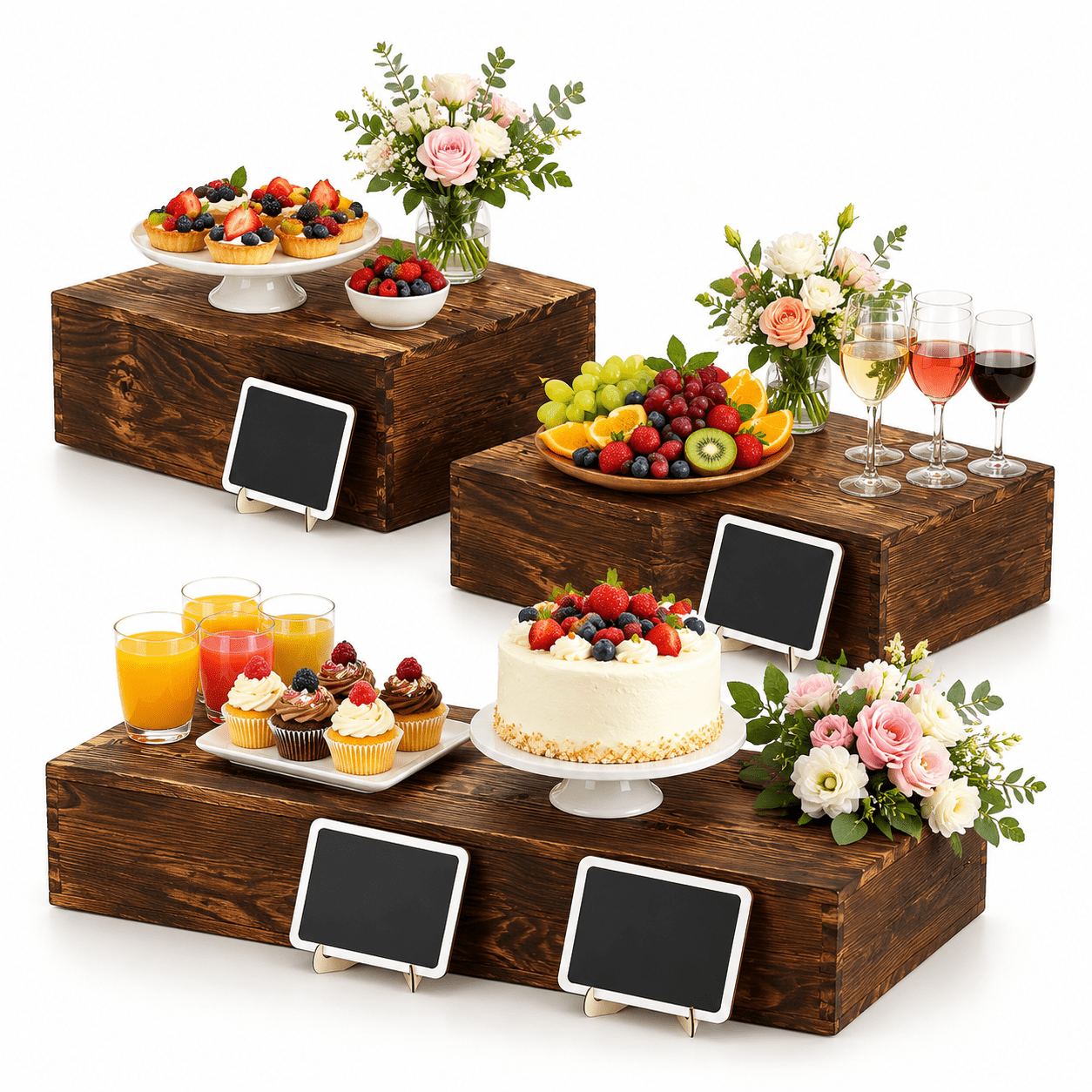 6 Pack Buffet Risers And Stands Dessert Table Display Set With Mini ...
