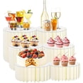 thumbnail image 1 of 6 Pack Buffet Risers, White Foldable Display Stands with Acrylic Plates, Multi-Height Cake Risers for Dessert Tables, Catering, Wedding, and Party Decorations, 1 of 8