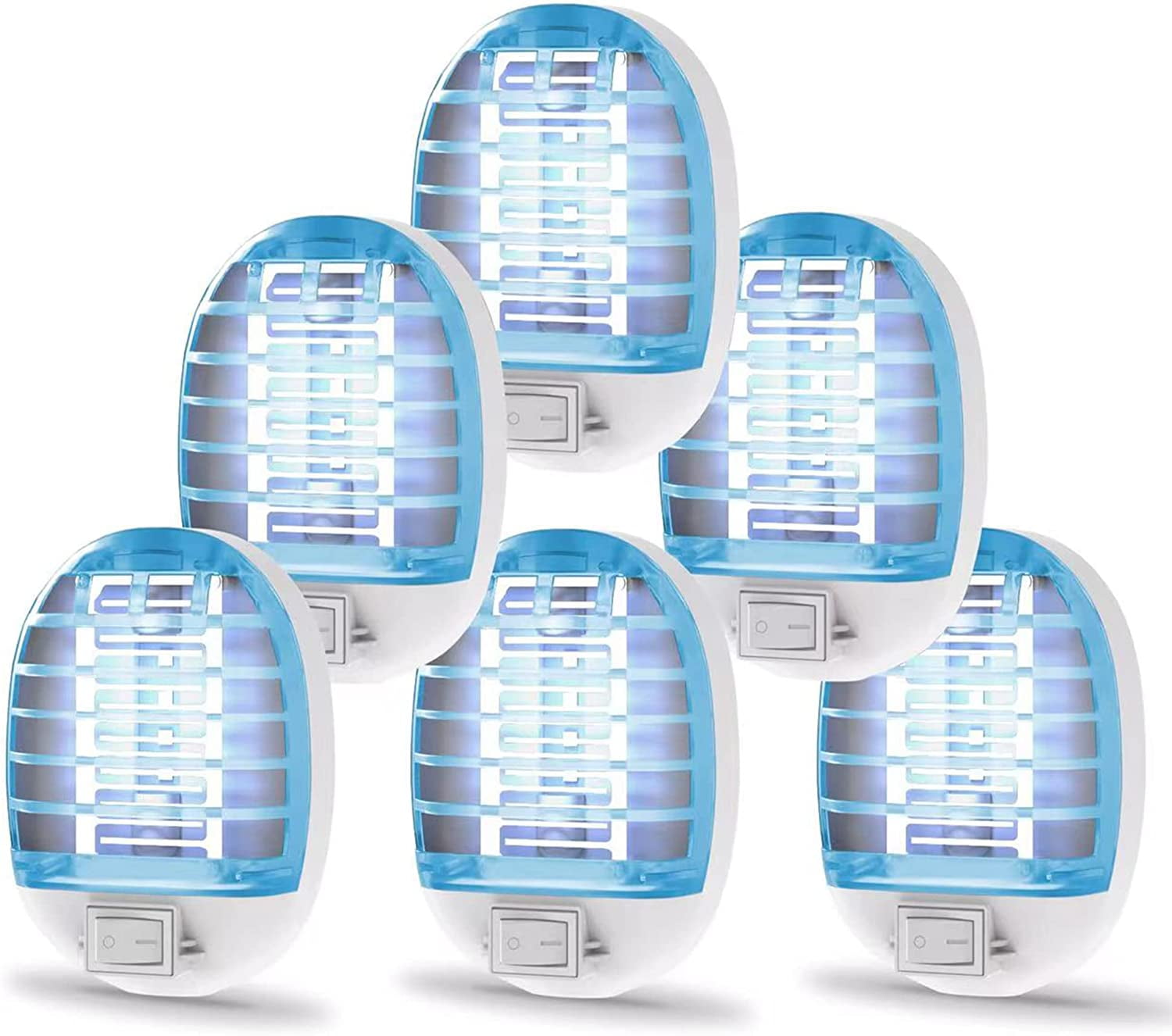 6 Pack Bug Zapper Indoor, Electronic Mosquitoes Killer Zapper with Blue Lights for Living Room, Baby Room, Kitchen, Bedroom(0420)