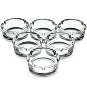 6 Pack Bulk Clear Glass Ashtrays for Cigarettes and Cigars, Outdoor and Indoor Use (4 x 1.5 In)