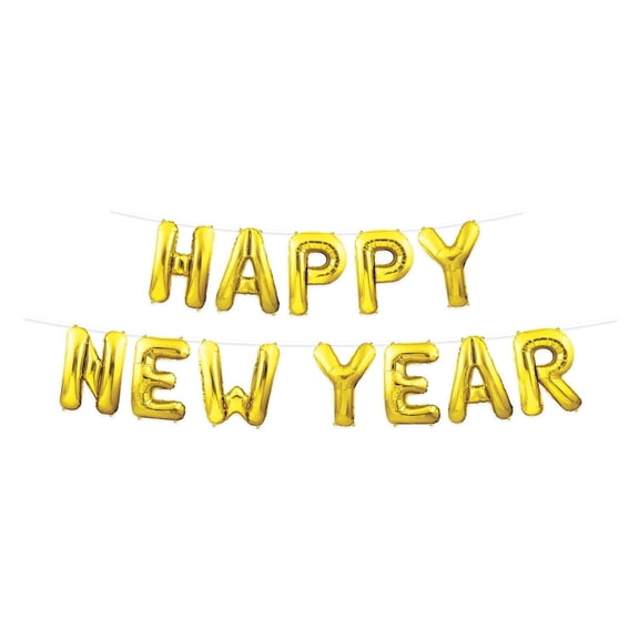 6 Pack Bulk Happy New Year Balloon Streamer - Gold