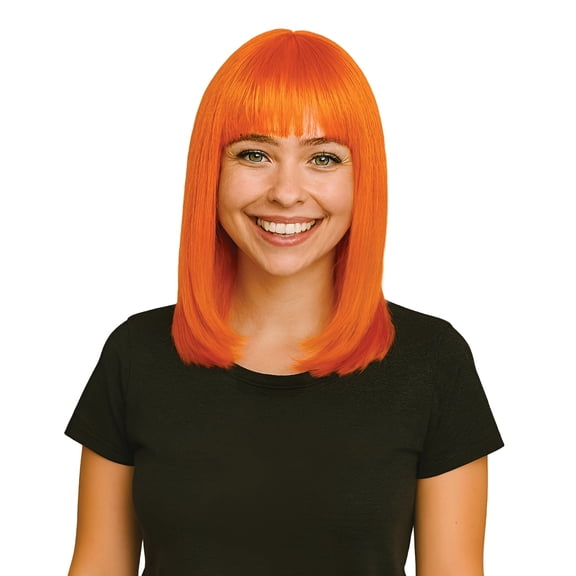 6 Pack Bulk Orange Long Bob Wig Spirit, School & Halloween Fun!