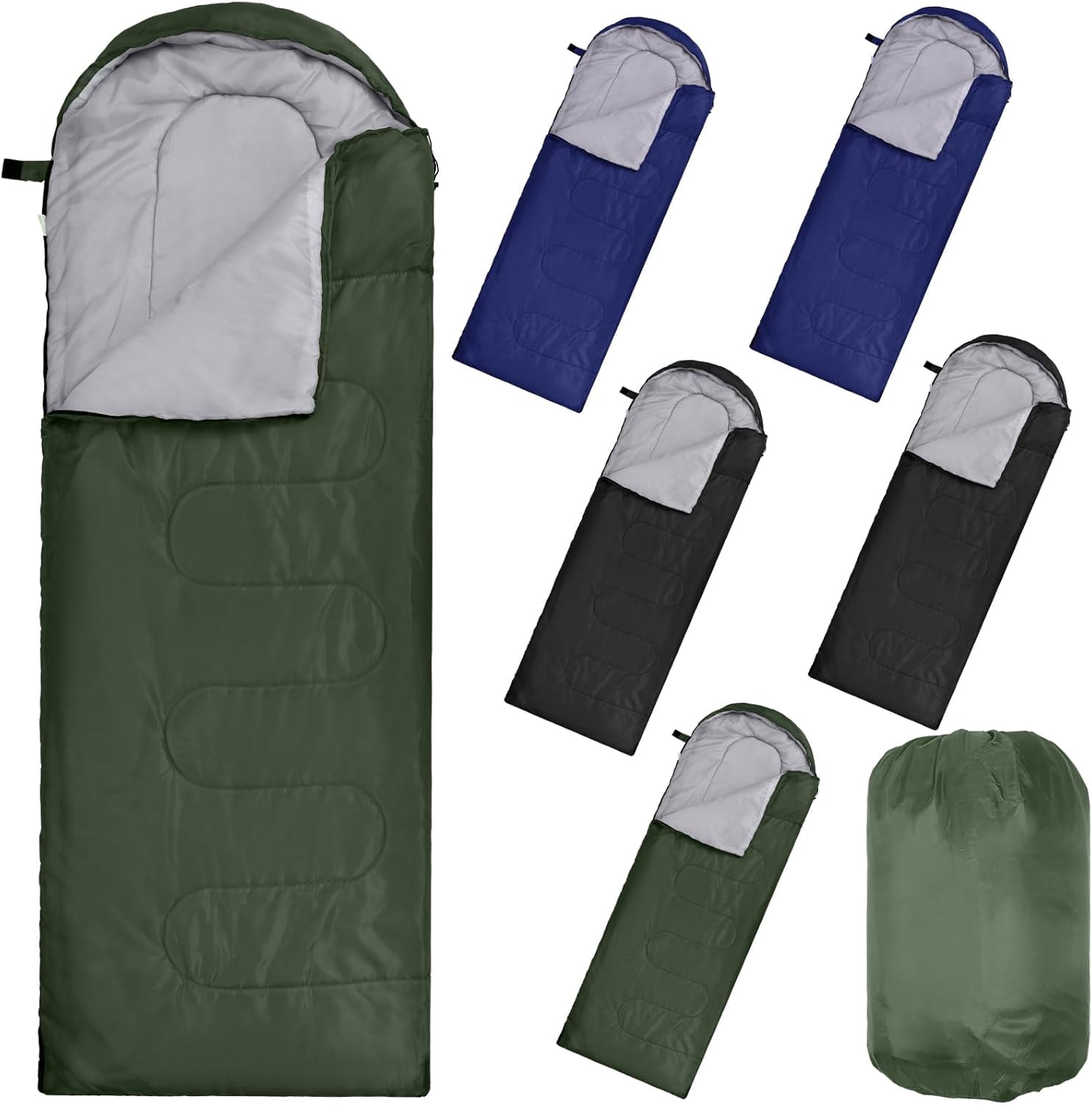 6 Pack Bulk Sleeping Bags for Homeless Donation, 0 Degree Waterproof Sleeping Bags with Compression Sack for Adults Winter Cold Weather Care Camping Hiking Emergency