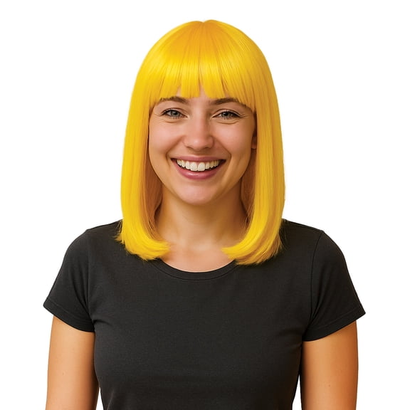 6 Pack Bulk Yellow Long Bob Wig Spirit & Halloween