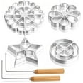 thumbnail image 1 of 6 Pack Bunuelos Molds with Handles, Rosette Timbale Iron Set with 2 Interchangeable Heads, Aluminum Alloy Waffle Molds for Kitchen Baking, Lotus Star Cooking Stamp Houseware Tool, 1 of 8