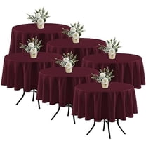 6 Pack Burgundy Round Table Clothes - 70 Inches in Diameter - Stain Resistant and Washable Tablecloths, Polyester Fabric Table Covers for Wedding, Party, Banquet, Gathering