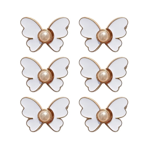6 Pack Butterfly Waist Buckle, No-Sew Decorative Jean Buttons for Pants Sleeves Skirts, Removable Pant Waist Tightener for Women, Fashion Accessory