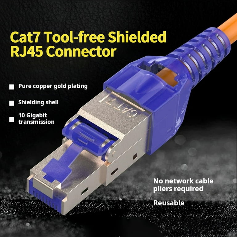 CAT7 Ethernet RJ45 Cable Connectors, 6-Pack with Tool Free