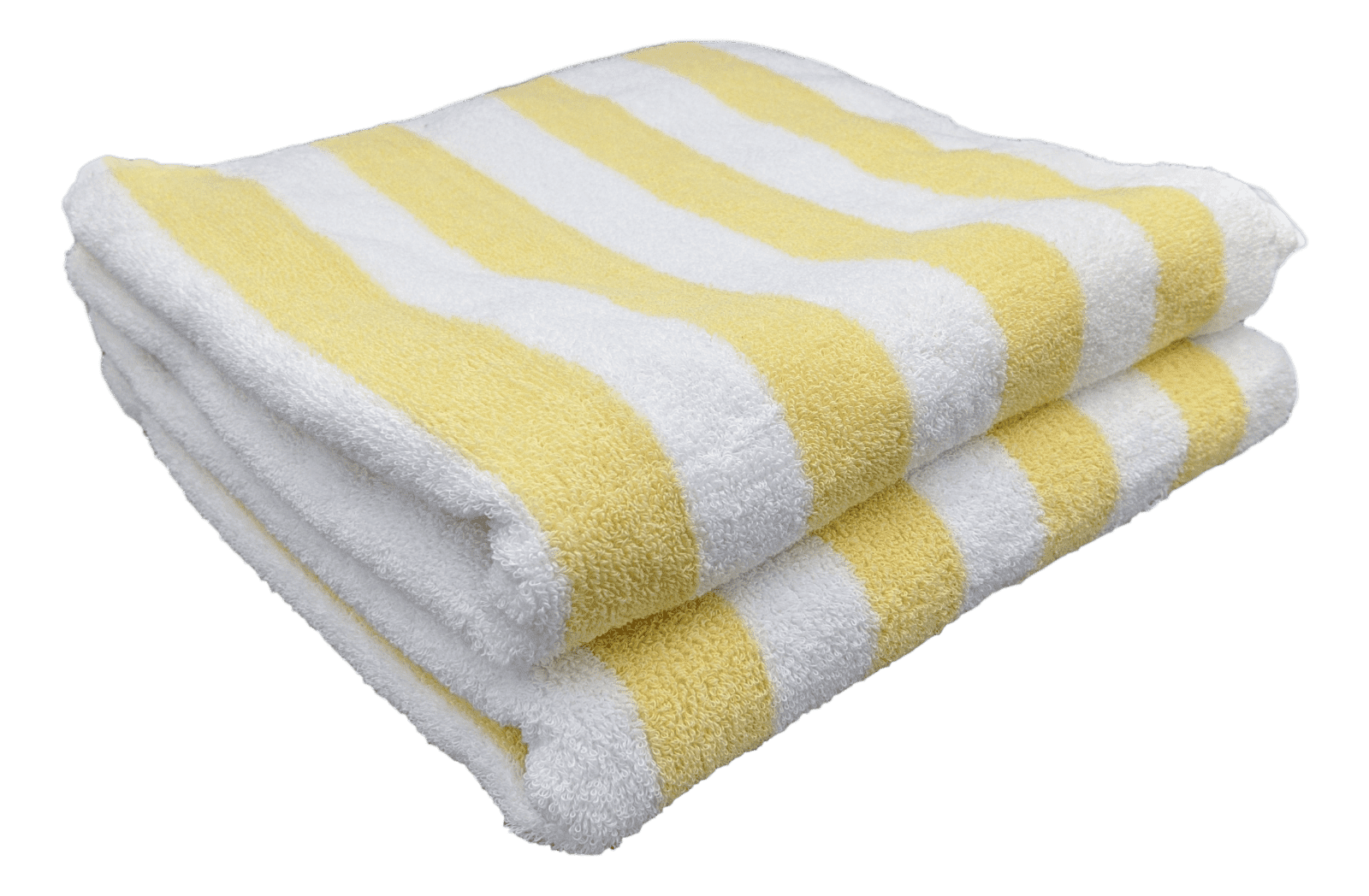 Cabana Beach Pool Spa Towels Striped Yellow & White 100% Cotton 30" x 60"