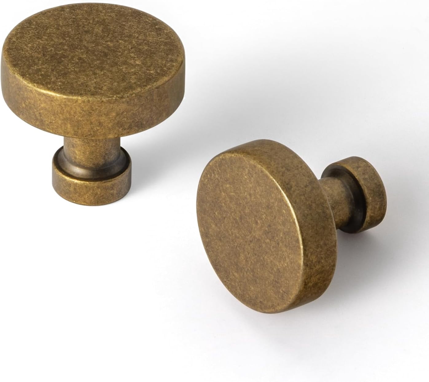 Goo-Ki 6 Pack Cabinet Knobs Antique Brass Drawer - Solid Zinc Alloy Single Hole/Screw Vintage Bronze Bar Pulls Handles Retro Kitchen Hardware