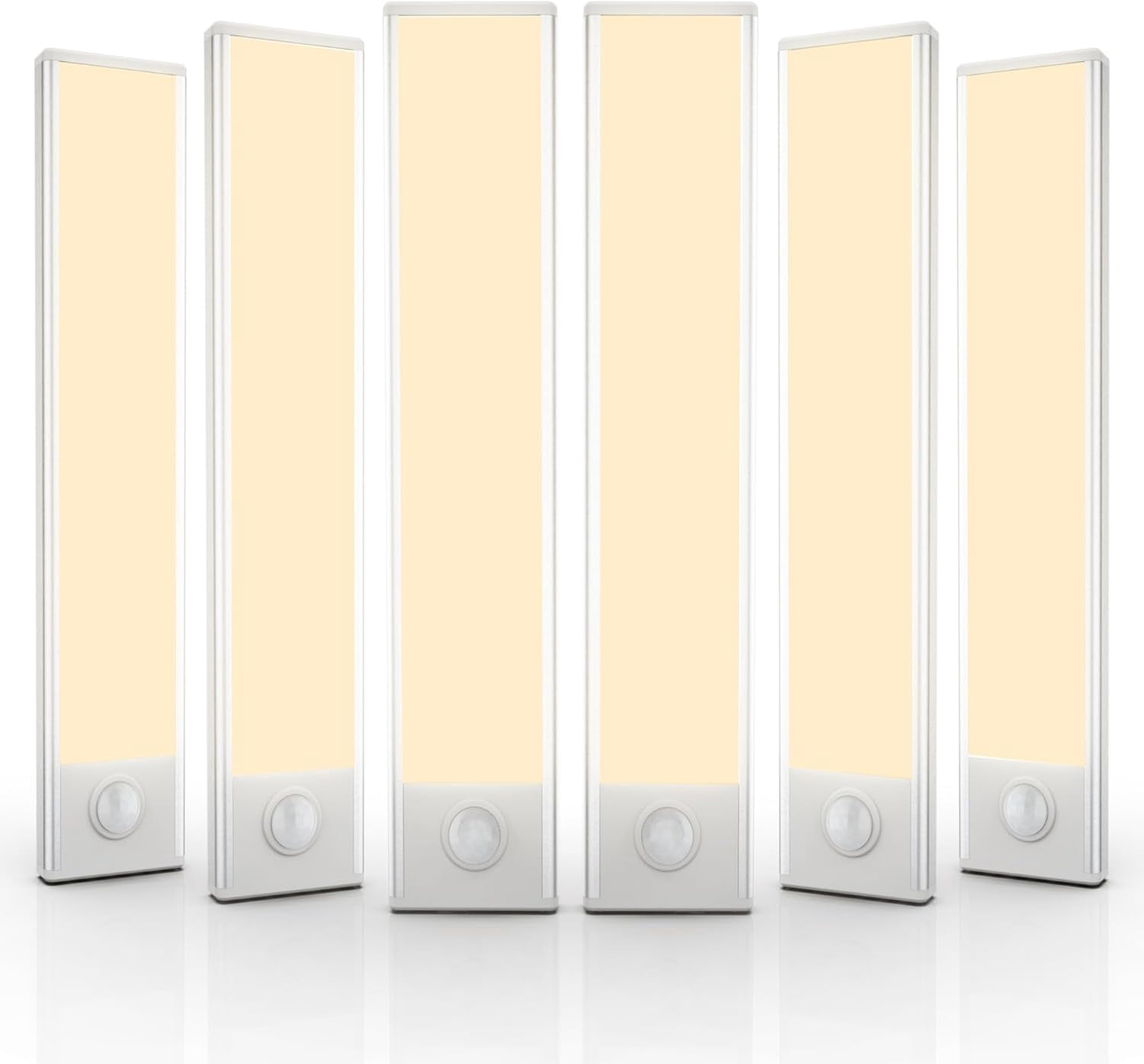 6 Pack Under Cabinet Lighting Wireless, 32 LED Rechargeable Battery Motion Sensor Light Indoor, Stick On Magnetic Closet Lights, Under Counter Lights for Kitchen, Stairs, Warm 8 in