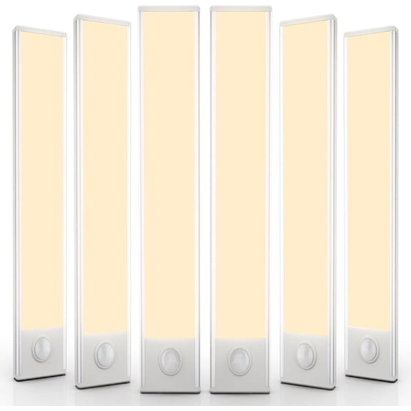 6 Pack Under Cabinet Lighting Wireless, 68 LED Rechargeable Battery Motion Sensor Light Indoor, Stick On Magnetic Closet Lights, Under Counter Lights for Kitchen, Stairs, Warm 16 in