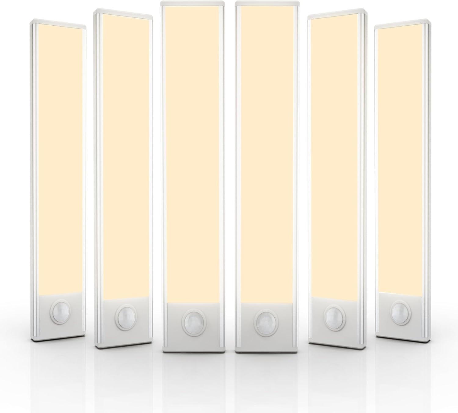 6 Pack Under Cabinet Lights Wireless, 32 LED Motion Sensor Light Indoor Recharable Magnetic Closet Lights Battery Operated, Under Counter Lights for Kitchen, Wardrobe, Stairs, Warm Light