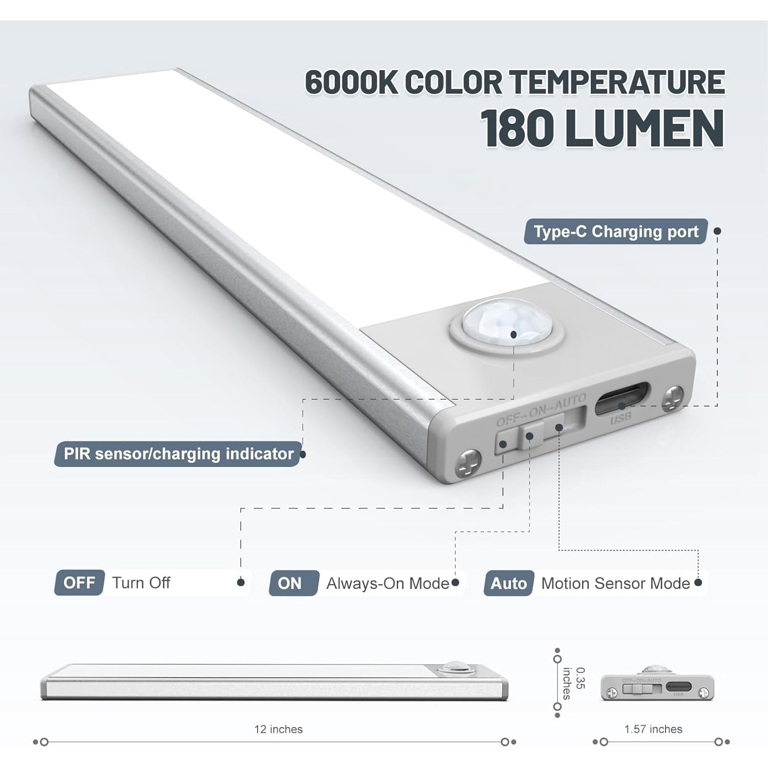 6 Pack Under Cabinet Lights Wireless, 50 LED Motion Sensor Light Indoor Rechargeable Magnetic Closet Lights Battery Operated, Under Counter Lights for Kitchen, Wardrobe, Hallway, Stairs