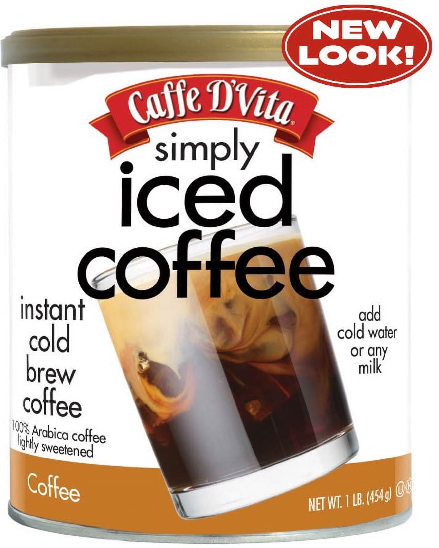 (6 Pack) Caffe D'Vita Simply Iced Coffee - Coffee, 16 oz Canister