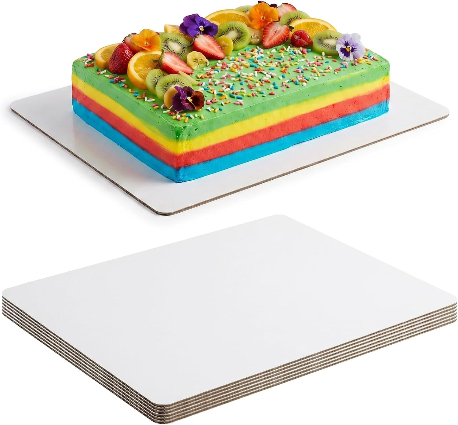 6 Pack Cake Boards Rectangle 13.75 x 9.75 Inch, Disposable Greaseproof ...