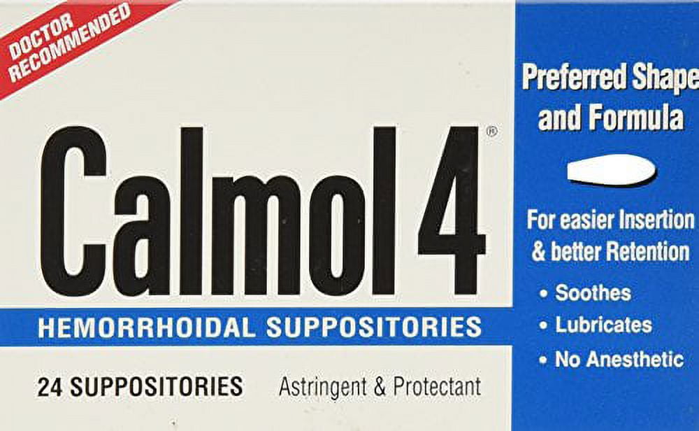 6 Pack - Calmol 4 Hemorrhoidal Suppositories 24 Each