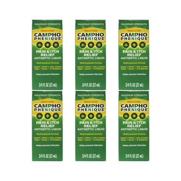 6 Pack - Campho-Phenique Pain & Itch Relief Antiseptic Liquid 0.75 oz