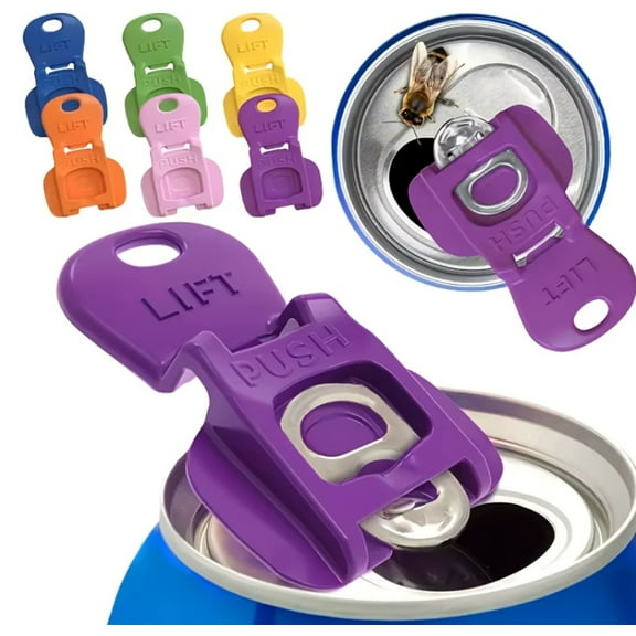6-Pack Can Opener & Drink Tab Covers  Easy Open Soda & Beer Can Lids, Reusable Bug & Dust Shields for Outdoor BBQ, Camping, Party  Colorful Can Tops for 12oz Cans TIKA