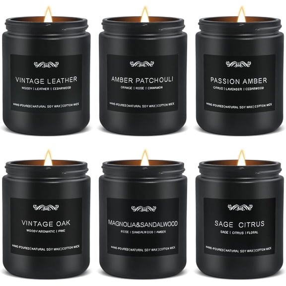6 Pack Candles for Home Scented Aromatherapy Candles Gifts Set for Mens, Men Candle Set, 42 oz 300 Hour Long Lasting Candles Gifts for Men Birthday, Christmas